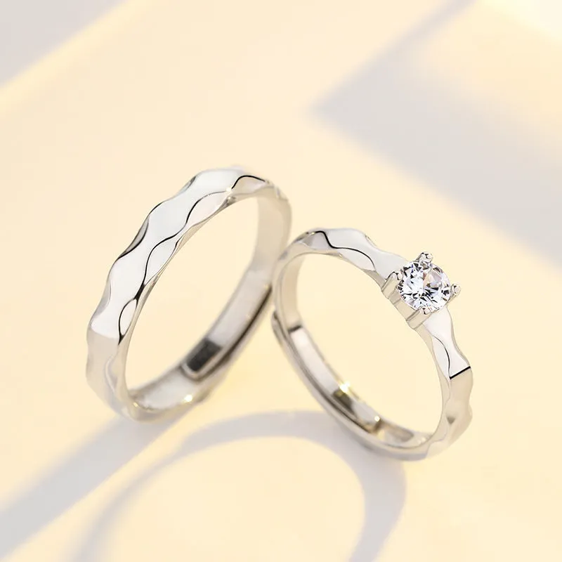 Customized Wave Pattern Ring Personalized Cut Surface Opening Adjustable Ring