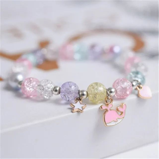 Cute Beads Glass Bracelet Pendant Bracelet for Girls and Women