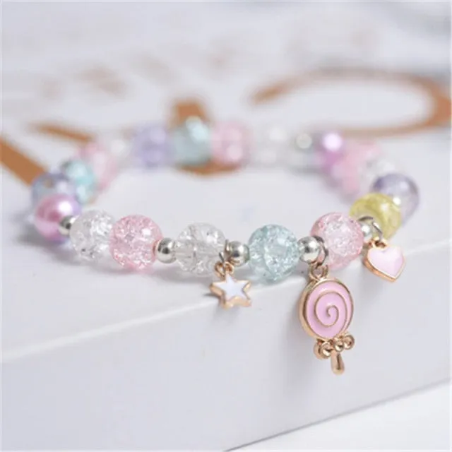 Cute Beads Glass Bracelet Pendant Bracelet for Girls and Women