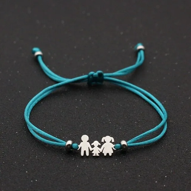 Cute Bear Braided Adjustable Charm Bracelets For Family Dad Mom Daughter Lucky Red String Bracelet Women Men Child Jewelry Gift