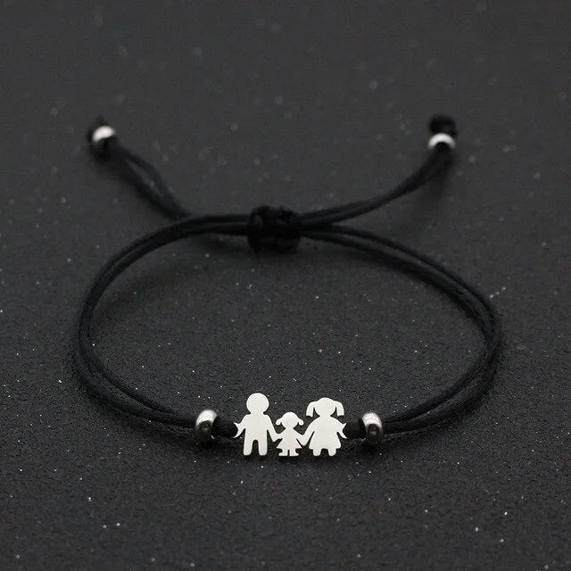 Cute Bear Braided Adjustable Charm Bracelets For Family Dad Mom Daughter Lucky Red String Bracelet Women Men Child Jewelry Gift