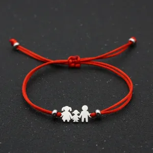Cute Bear Braided Adjustable Charm Bracelets For Family Dad Mom Daughter Lucky Red String Bracelet Women Men Child Jewelry Gift