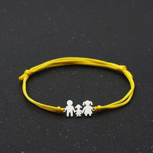 Cute Bear Braided Adjustable Charm Bracelets For Family Dad Mom Daughter Lucky Red String Bracelet Women Men Child Jewelry Gift