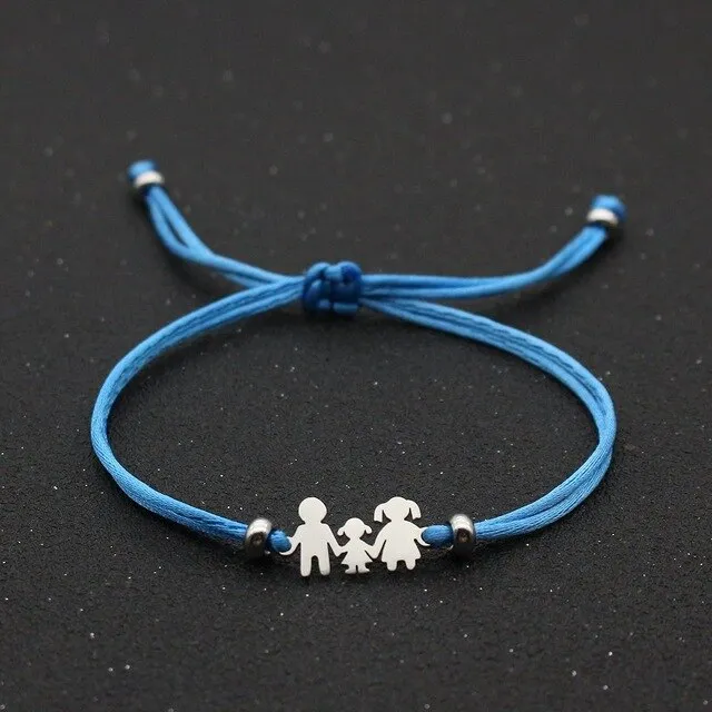 Cute Bear Braided Adjustable Charm Bracelets For Family Dad Mom Daughter Lucky Red String Bracelet Women Men Child Jewelry Gift