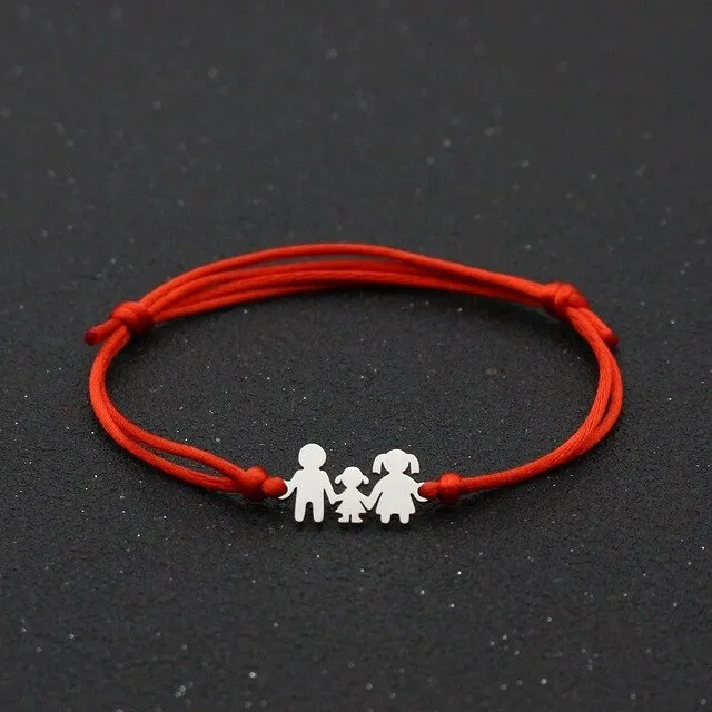 Cute Bear Braided Adjustable Charm Bracelets For Family Dad Mom Daughter Lucky Red String Bracelet Women Men Child Jewelry Gift