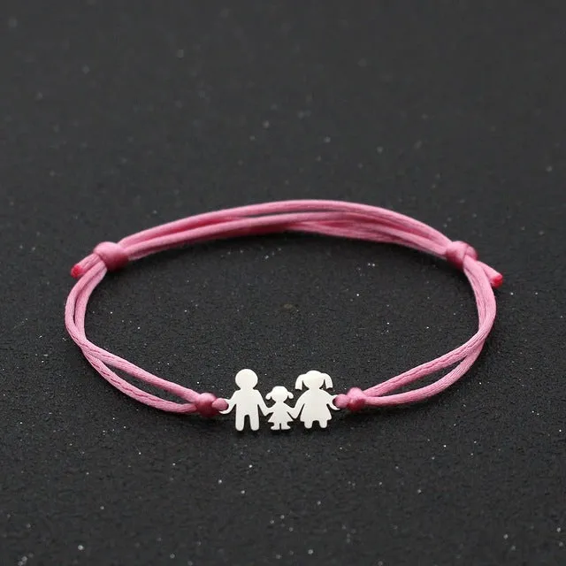 Cute Bear Braided Adjustable Charm Bracelets For Family Dad Mom Daughter Lucky Red String Bracelet Women Men Child Jewelry Gift