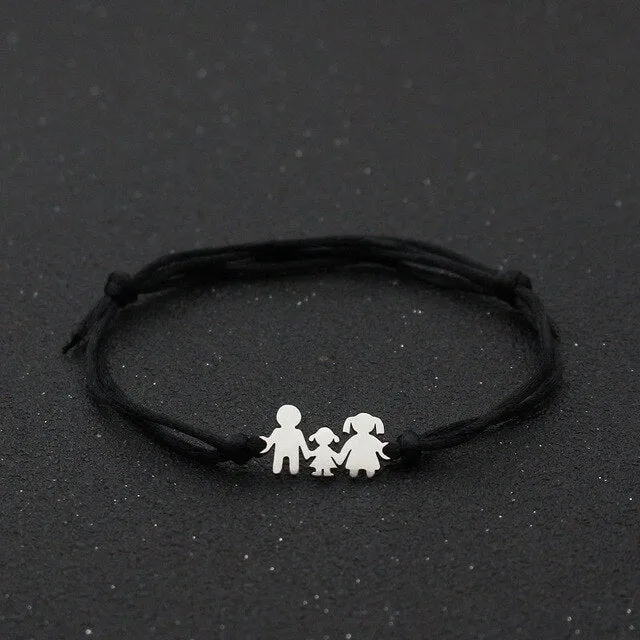 Cute Bear Braided Adjustable Charm Bracelets For Family Dad Mom Daughter Lucky Red String Bracelet Women Men Child Jewelry Gift