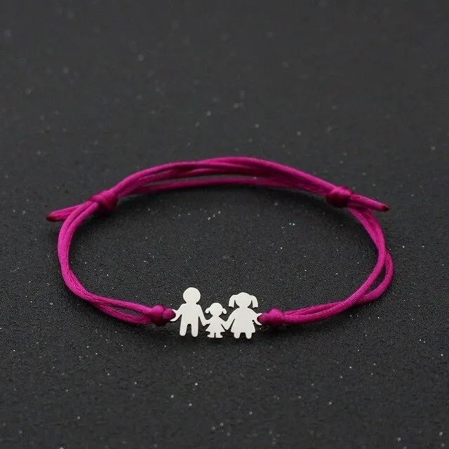 Cute Bear Braided Adjustable Charm Bracelets For Family Dad Mom Daughter Lucky Red String Bracelet Women Men Child Jewelry Gift