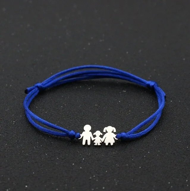 Cute Bear Braided Adjustable Charm Bracelets For Family Dad Mom Daughter Lucky Red String Bracelet Women Men Child Jewelry Gift