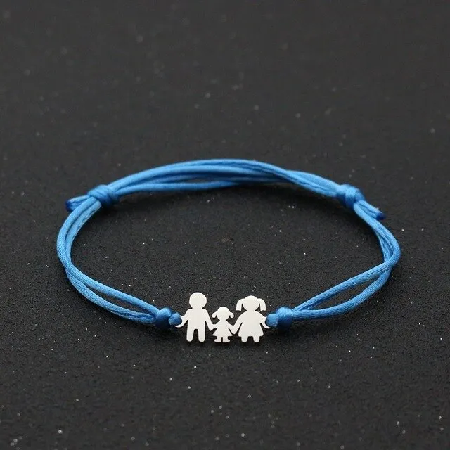 Cute Bear Braided Adjustable Charm Bracelets For Family Dad Mom Daughter Lucky Red String Bracelet Women Men Child Jewelry Gift