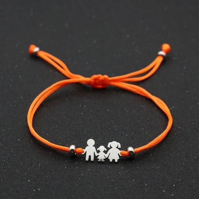 Cute Bear Braided Adjustable Charm Bracelets For Family Dad Mom Daughter Lucky Red String Bracelet Women Men Child Jewelry Gift
