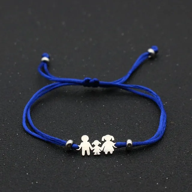 Cute Bear Braided Adjustable Charm Bracelets For Family Dad Mom Daughter Lucky Red String Bracelet Women Men Child Jewelry Gift