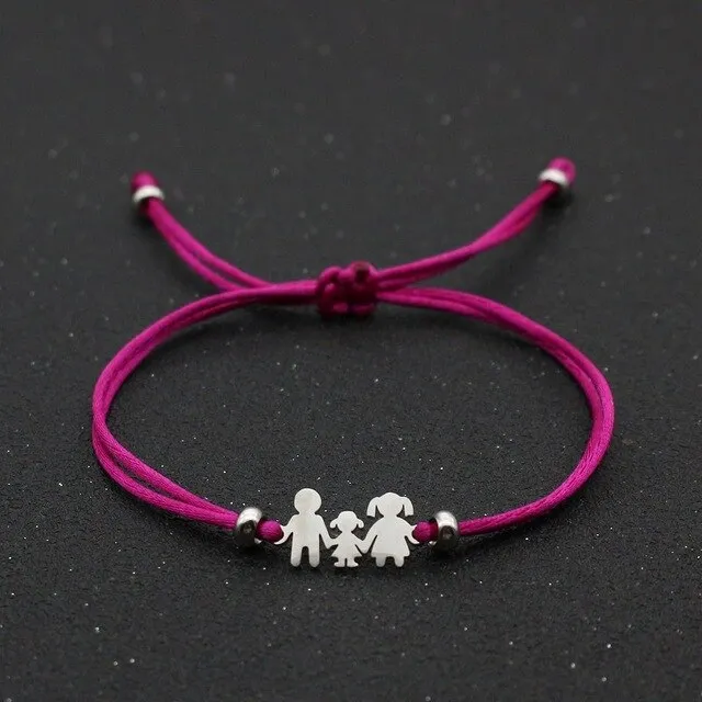 Cute Bear Braided Adjustable Charm Bracelets For Family Dad Mom Daughter Lucky Red String Bracelet Women Men Child Jewelry Gift