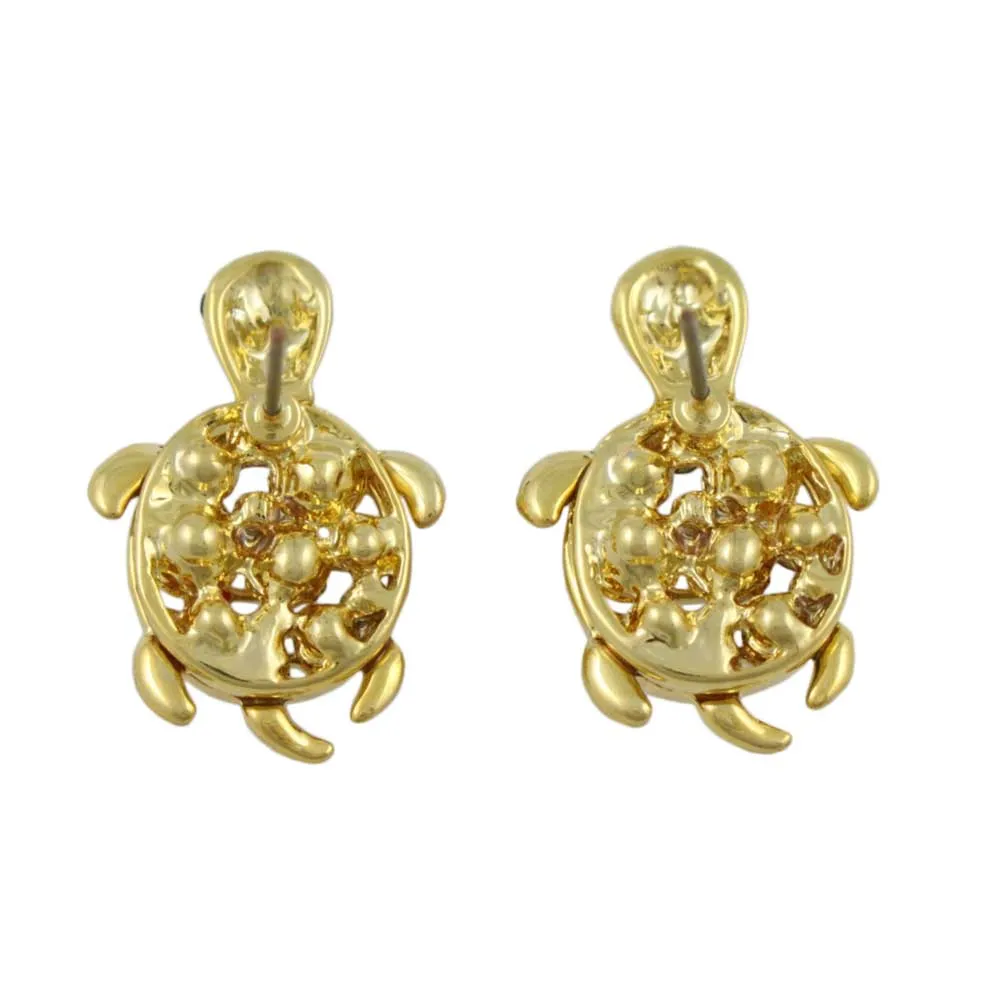 Cute Pastel Crystal Turtle with Black Eyes Pierced Earring - REC546