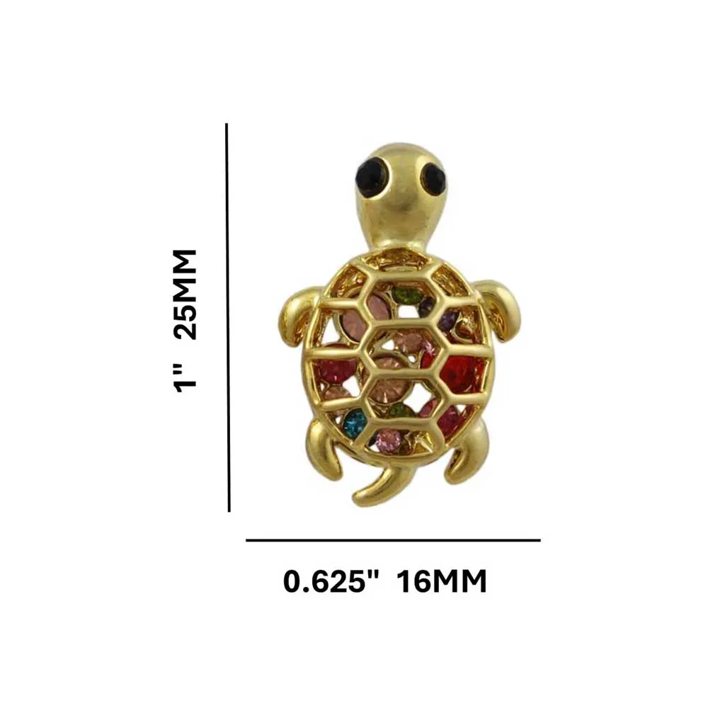 Cute Pastel Crystal Turtle with Black Eyes Pierced Earring - REC546