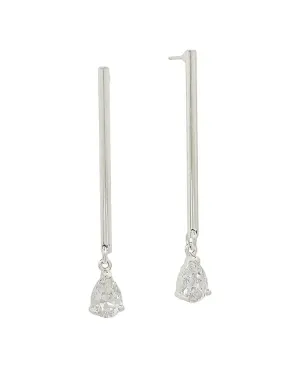 Cylinder w/ Crystal Charm Post Earring