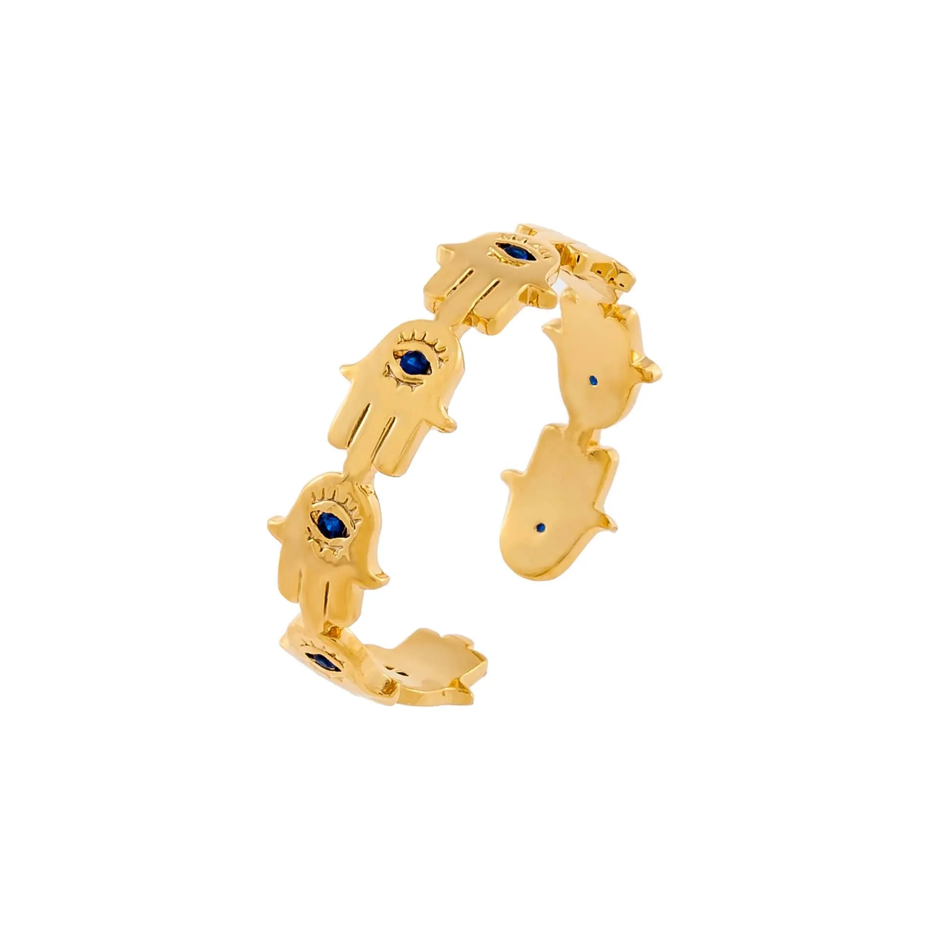 CZ Hamsa Adjustable Ring