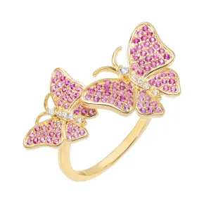 CZ Pink Double Butterfly Ring