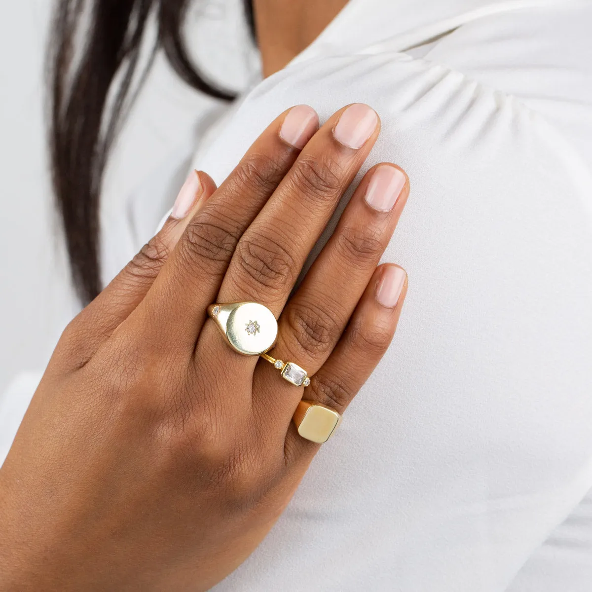 CZ Starburst Pinky Ring