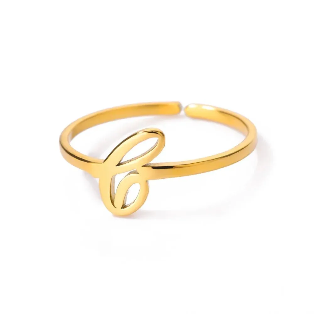 Dainty Adjustable Classy Letter Initial Rings