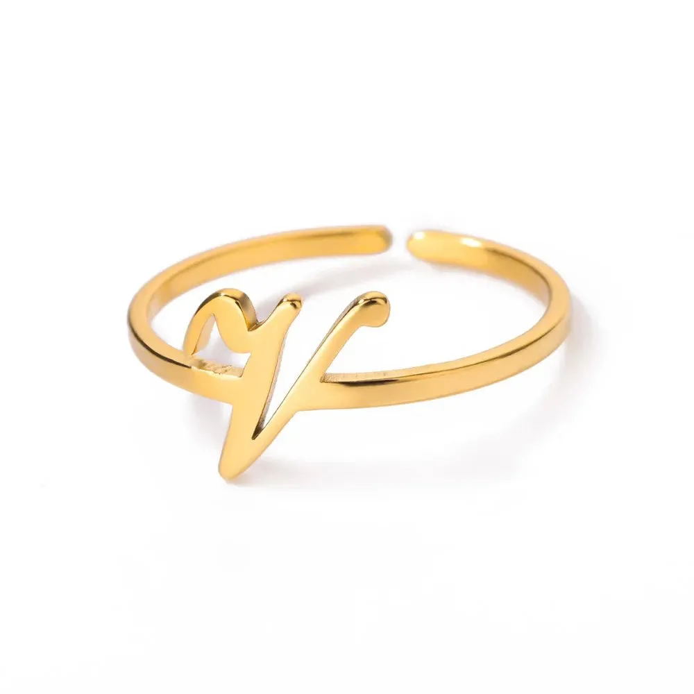 Dainty Adjustable Classy Letter Initial Rings