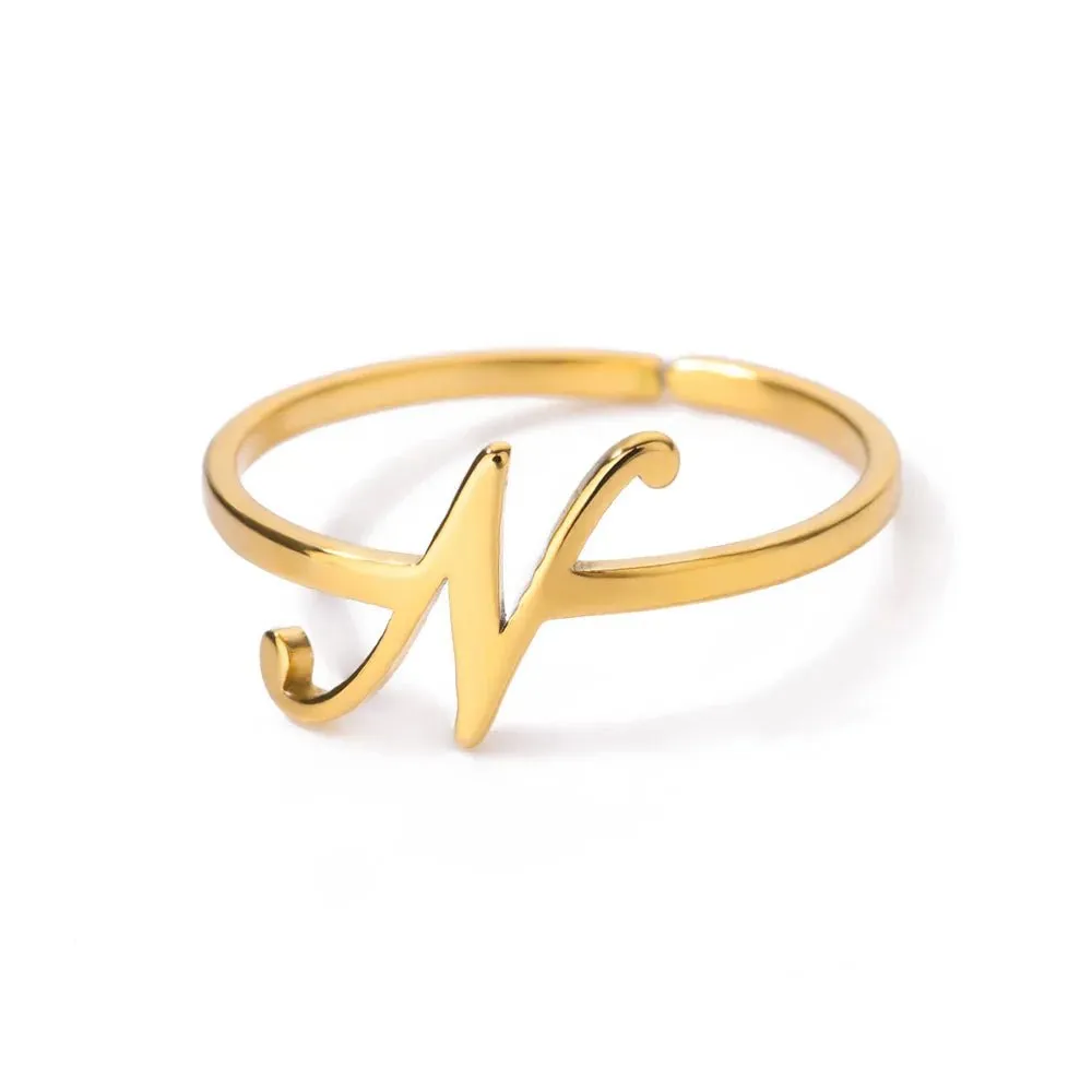 Dainty Adjustable Classy Letter Initial Rings