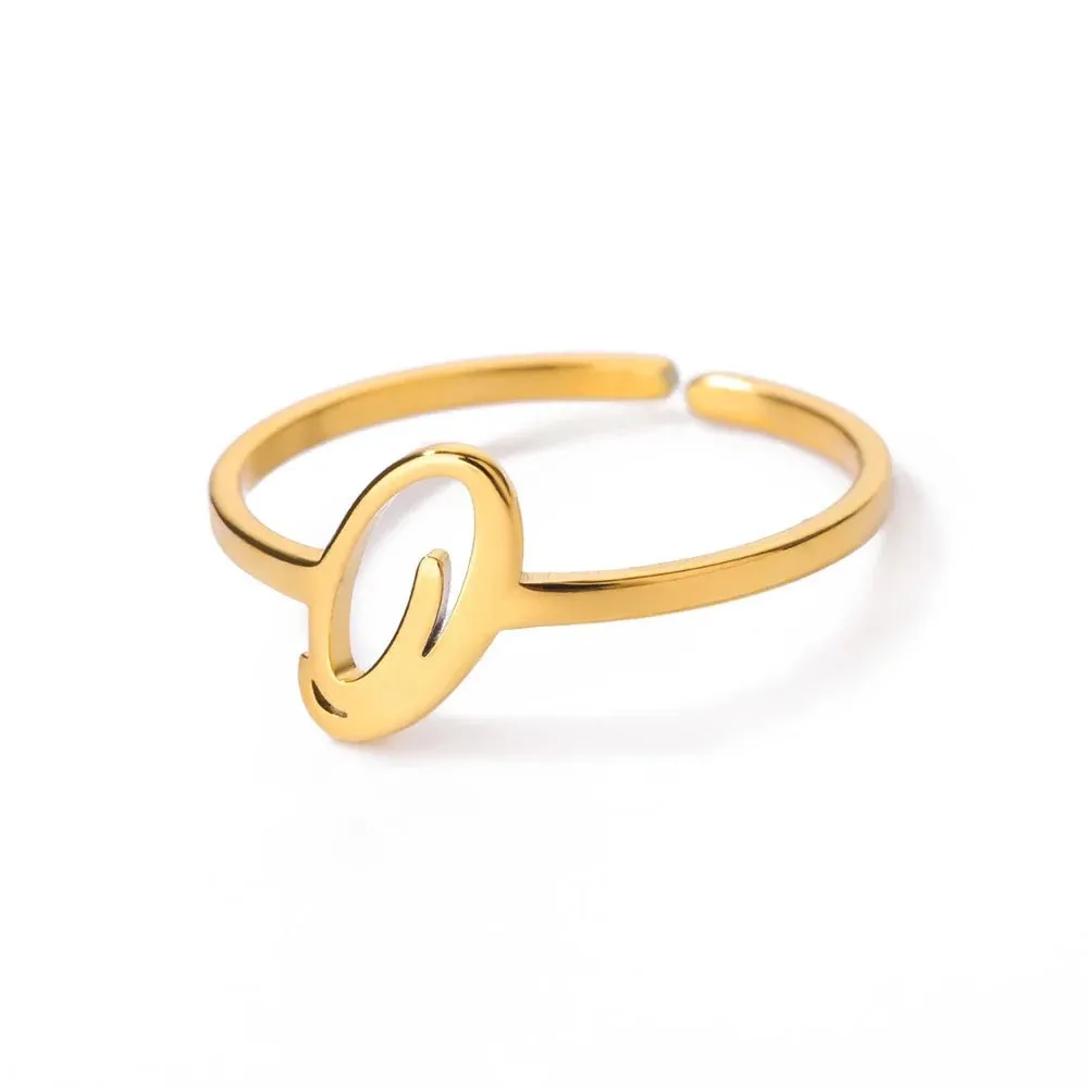 Dainty Adjustable Classy Letter Initial Rings