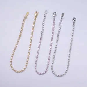 Dainty Gold Filled Tennis Bracelet Emerald Green Mix Baguette Round Clear Pink Green Cubic Zirconia Link Tennis Bracelet Minimalist Jewelry WA1824 - WA1829