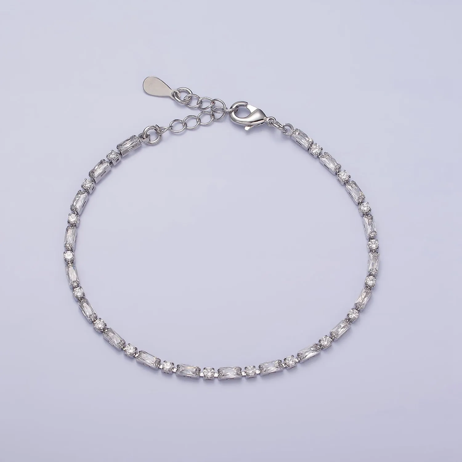 Dainty Gold Filled Tennis Bracelet Emerald Green Mix Baguette Round Clear Pink Green Cubic Zirconia Link Tennis Bracelet Minimalist Jewelry WA1824 - WA1829
