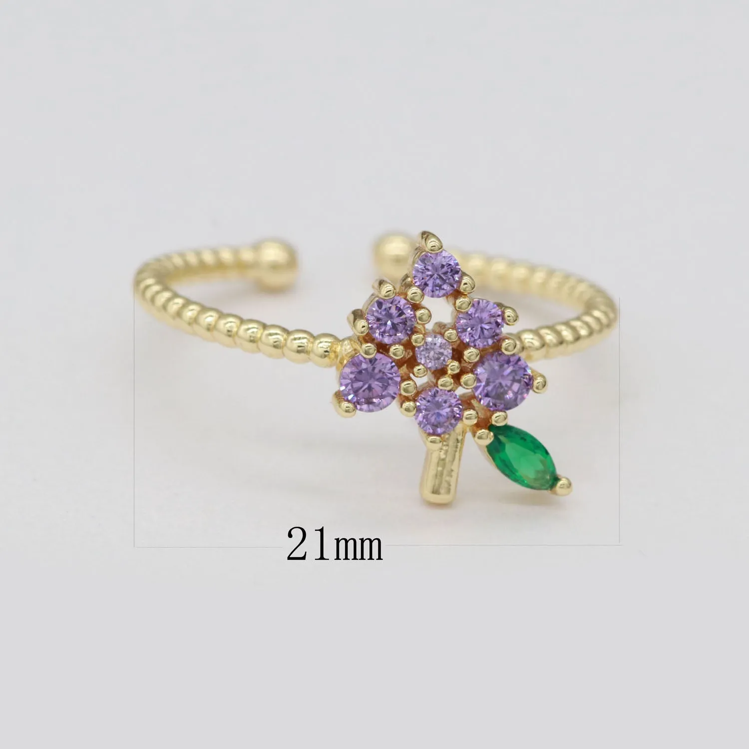 Dainty Twisted Grape ring, Gold Mini Fruit Ring Stackable Jewelry Open Adjustable Ring O-876