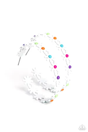 Daisy Disposition - Multi - Colored Center Flower Paparazzi Hoop Earrings