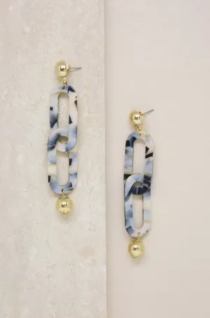 Dangle and Drop Mixed Beige Resin Earrings
