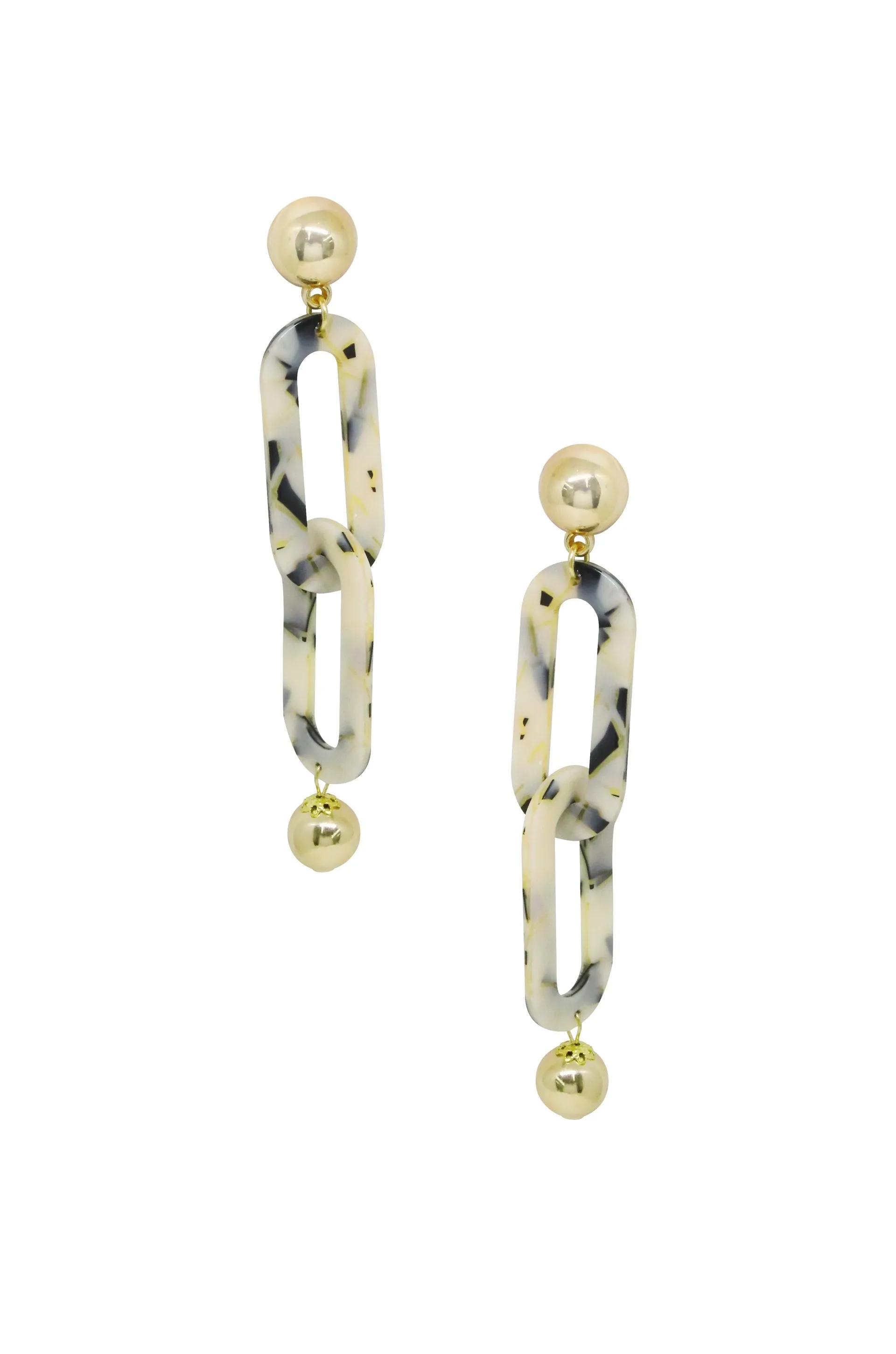Dangle and Drop Mixed Beige Resin Earrings