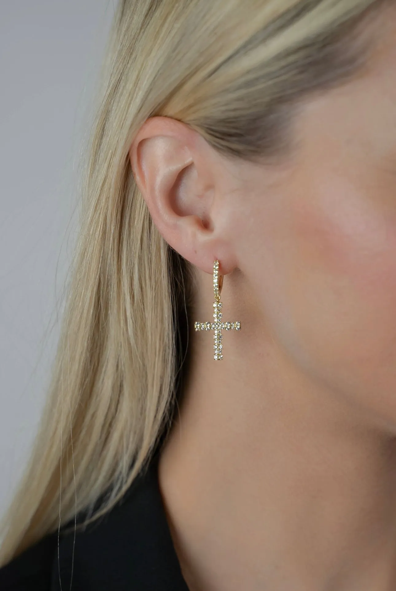 Dangle Crystal Cross Huggies