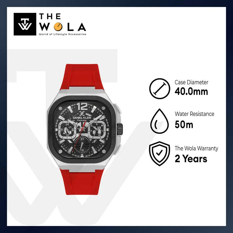 Daniel Klein Exclusive Men's Chronograph Watch Red Silicone  DK.1.14008