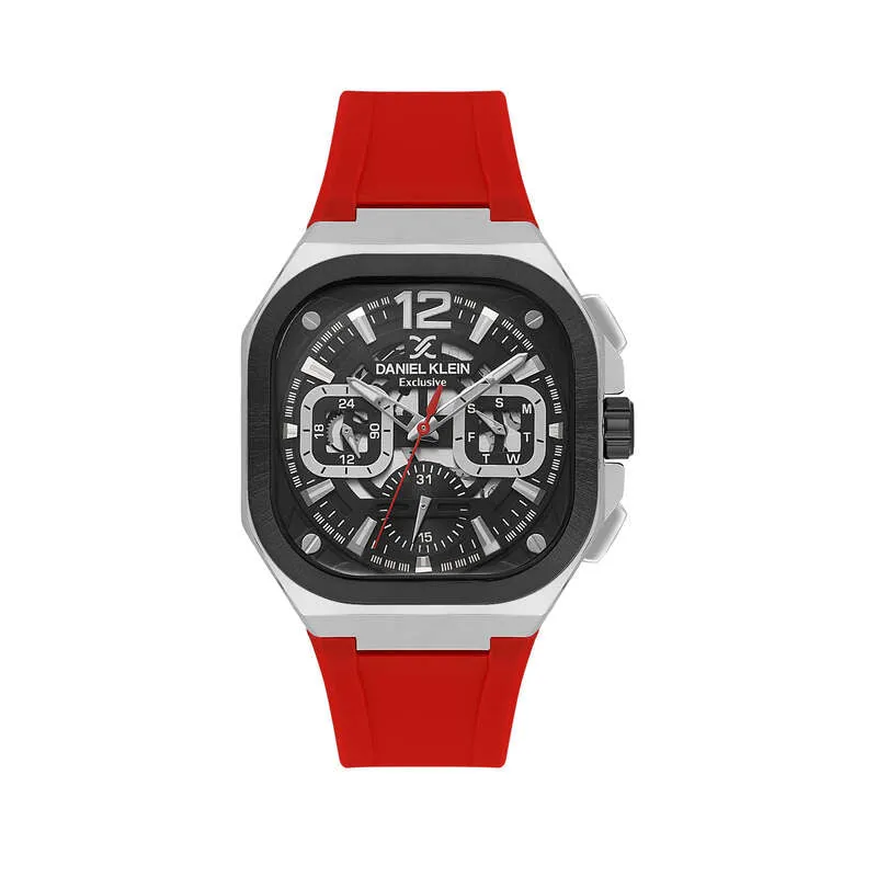 Daniel Klein Exclusive Men's Chronograph Watch Red Silicone  DK.1.14008