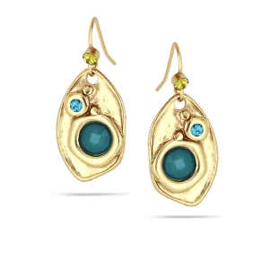 DEEP AQUA GREEN STONE BLUE AND GREEN CRYSTAL EARRINGS #198GN3201 (4E3)