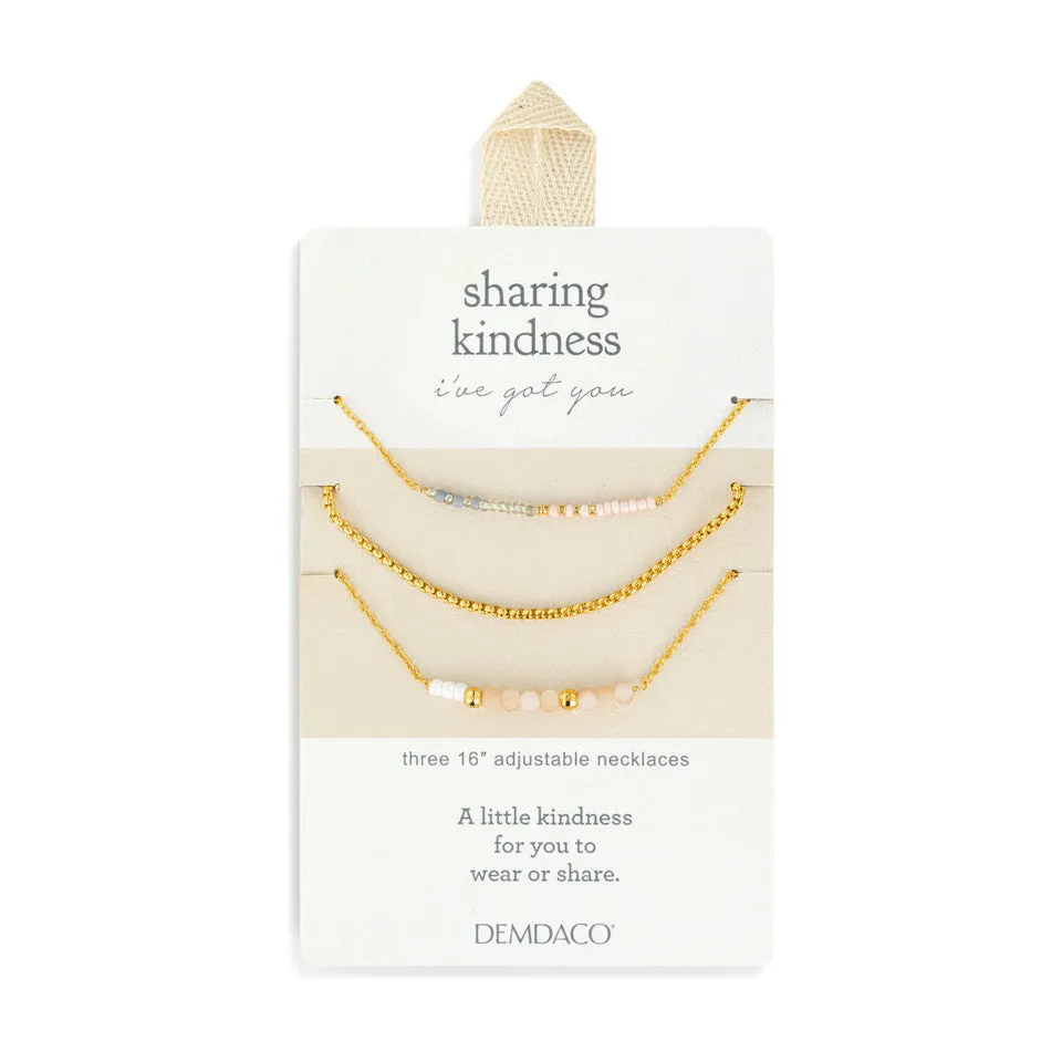 Demdaco Sharing Kindness Necklace Set of 3 - Rose Cloud Gold