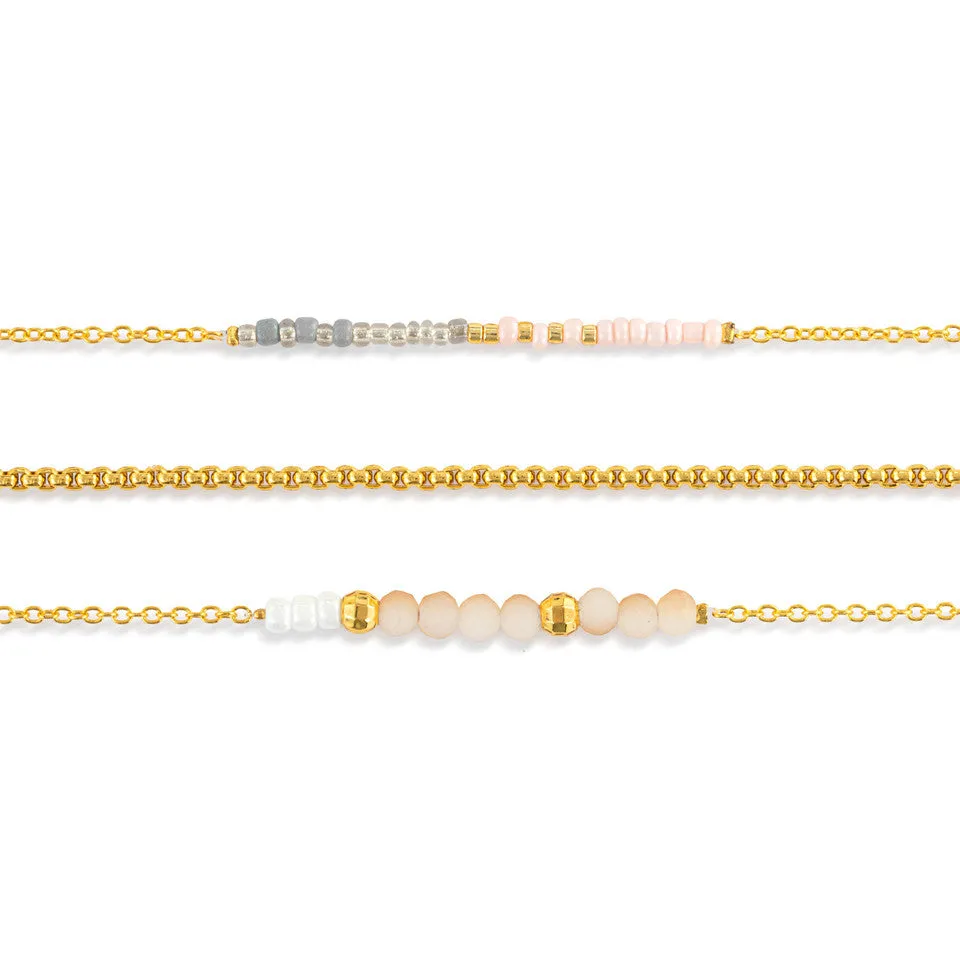 Demdaco Sharing Kindness Necklace Set of 3 - Rose Cloud Gold