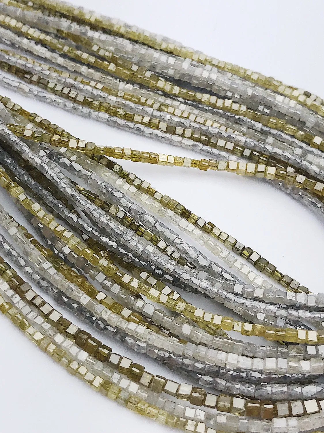 Diamond, Box cut, Genuine Diamonds, Gemstone Beads, All Natural Color, Full Strand, 14"