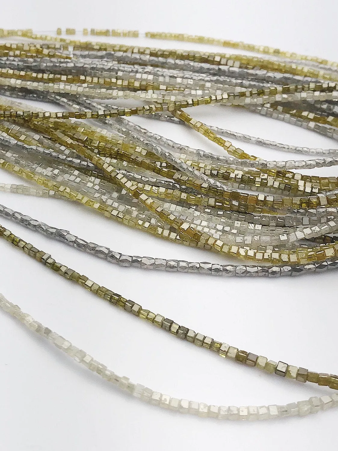 Diamond, Box cut, Genuine Diamonds, Gemstone Beads, All Natural Color, Full Strand, 14"