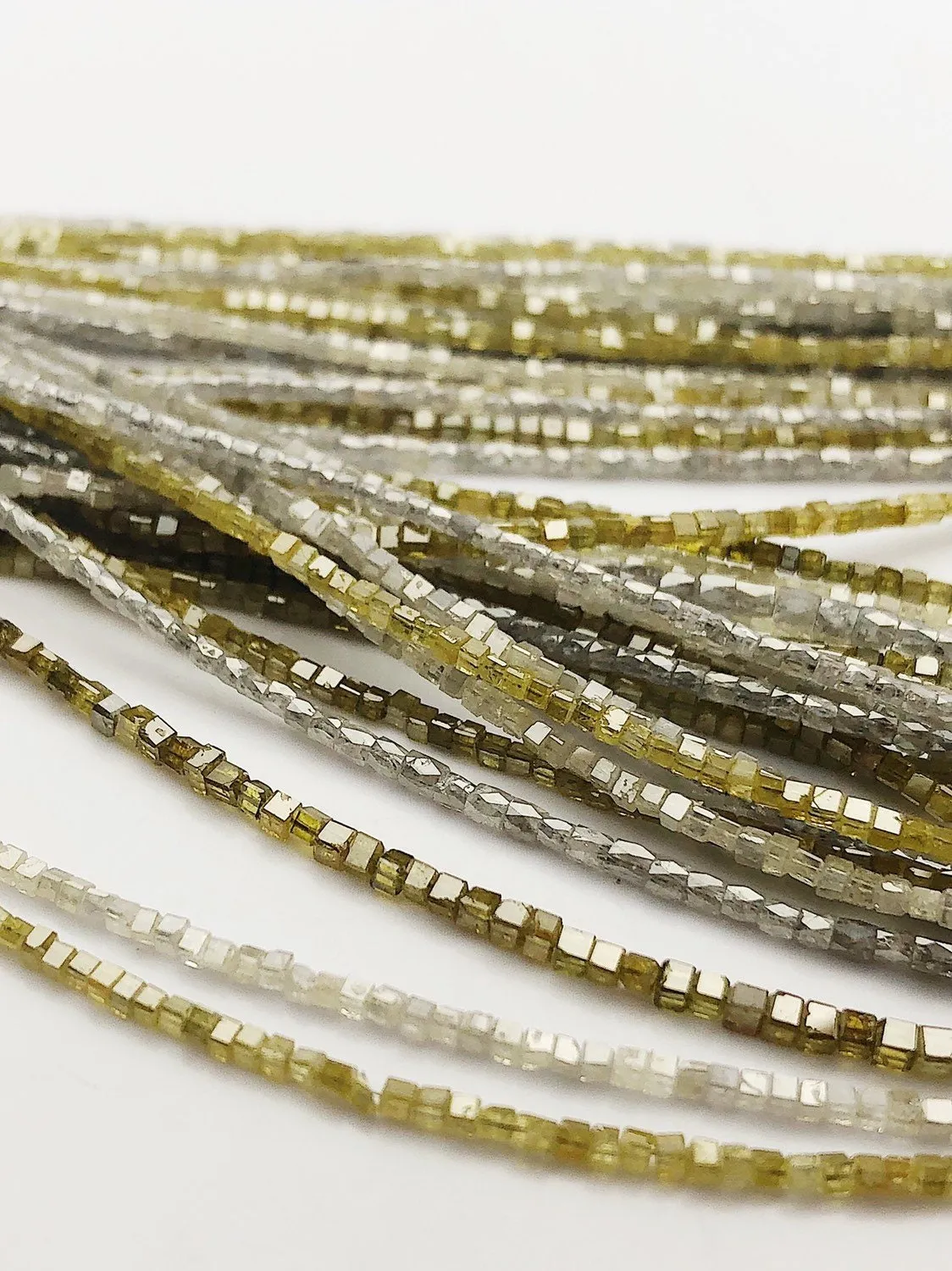 Diamond, Box cut, Genuine Diamonds, Gemstone Beads, All Natural Color, Full Strand, 14"