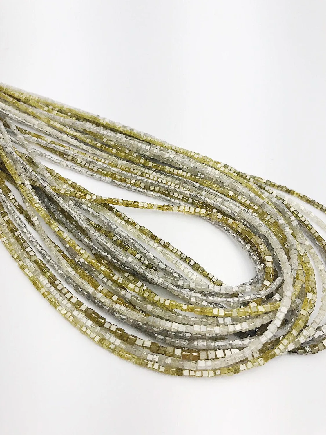 Diamond, Box cut, Genuine Diamonds, Gemstone Beads, All Natural Color, Full Strand, 14"