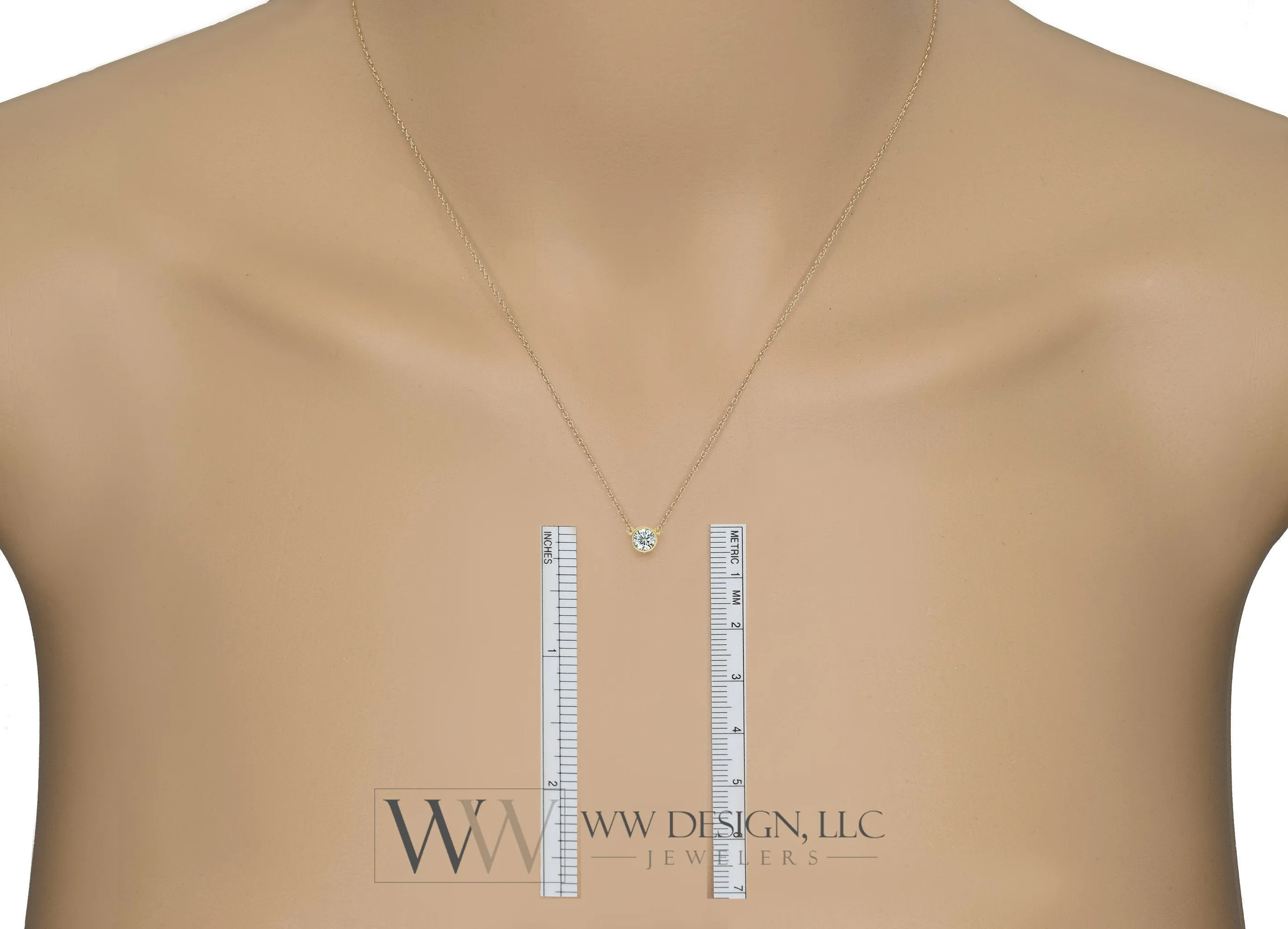 Diamond Necklace 0.25 ct F  VS Natural 4.1mm 14k Gold (Y, W, R), Platinum, Sterling Silver Bezel Solitaire Pendant Jewelry Christmas Gift