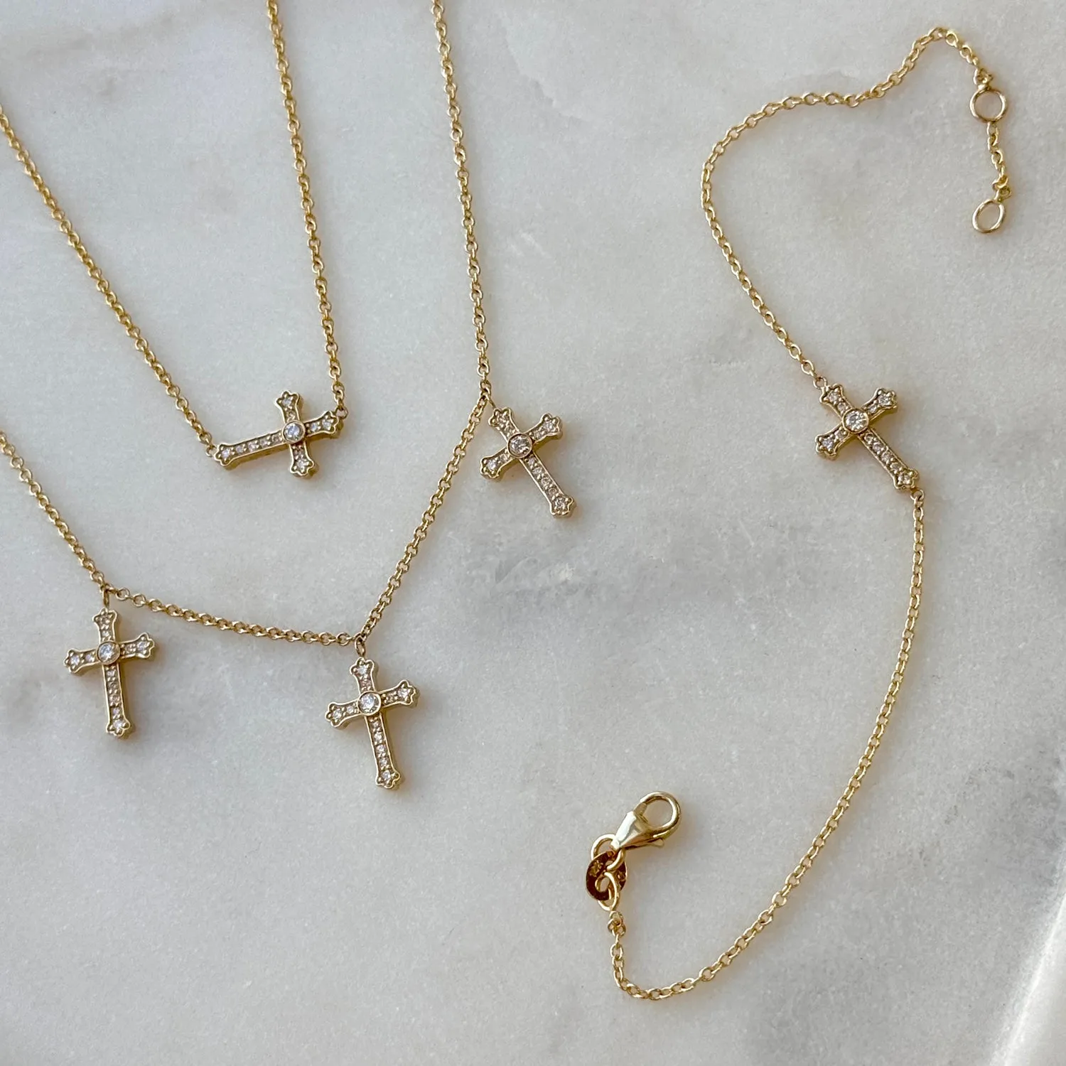 Diamond Sideways Cross Bracelet