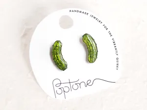 Dill Pickle Vegetable Stud Earrings