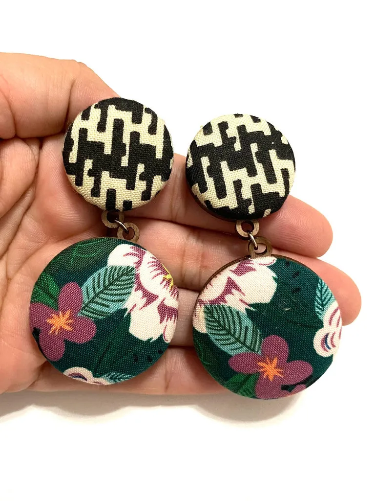 Double Earrings- Flowers in the Rough