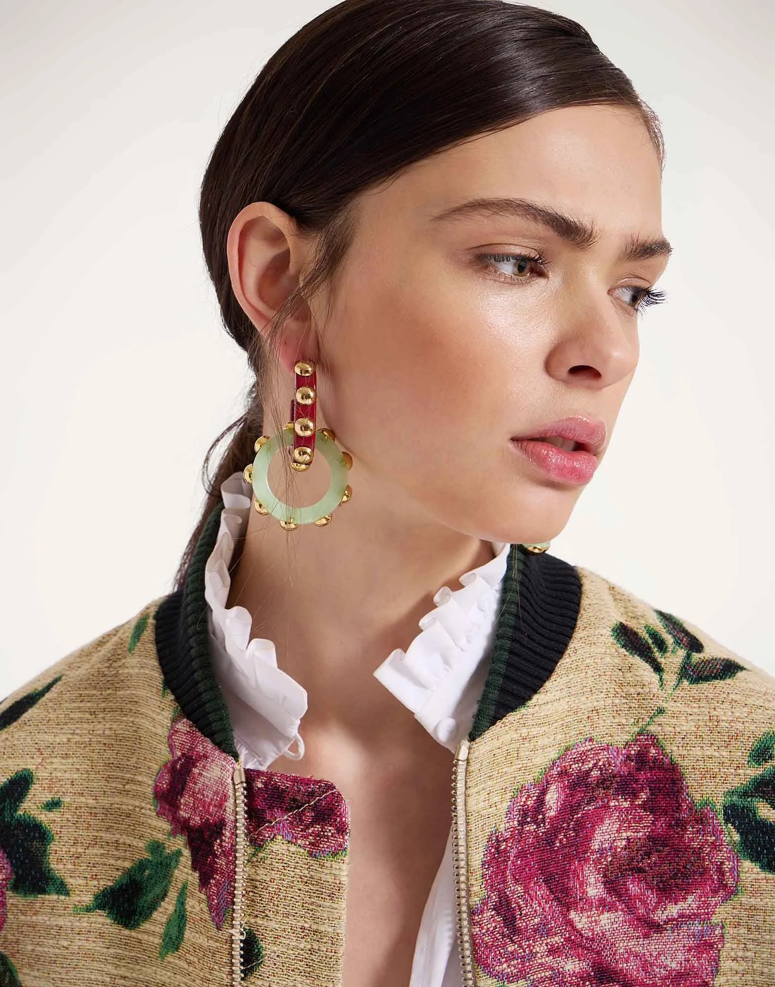 Double Hoop Earrings Solid Mint