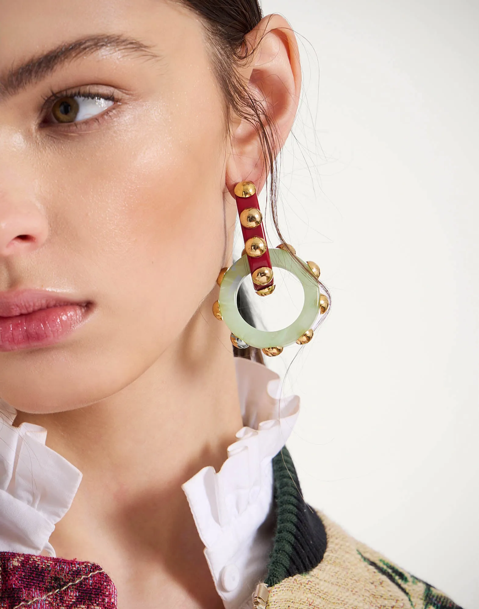 Double Hoop Earrings Solid Mint