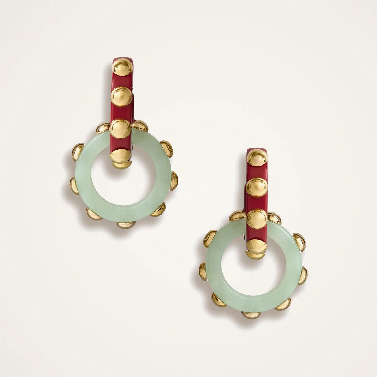 Double Hoop Earrings Solid Mint